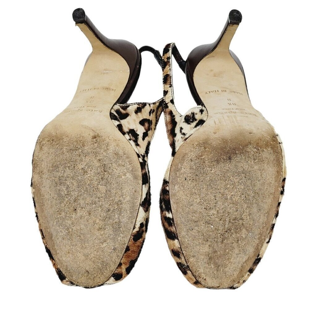 Kate Spade NY Animal Print Calf Hair Heels Sling Back Peep Toe Sz 8 1/2" Bus/Cas - Picture 10 of 11